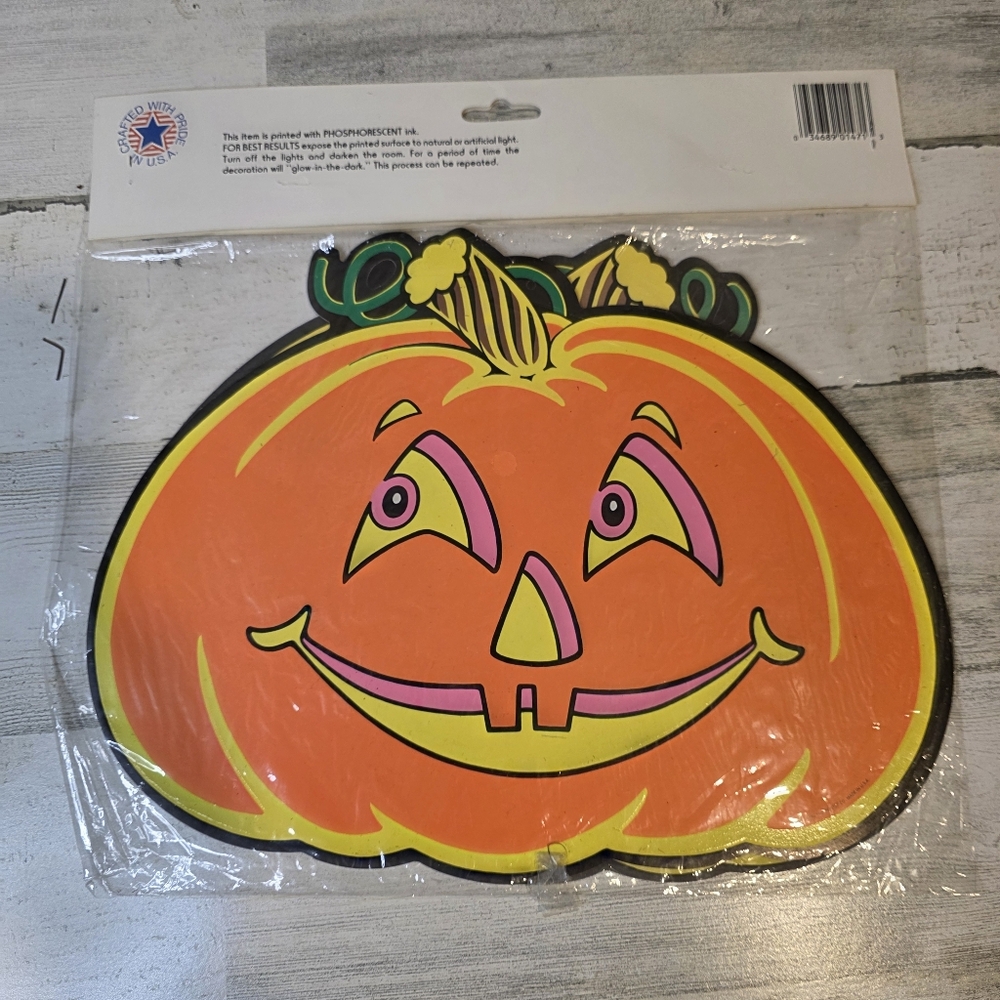 Sealed Vintage 1993 Beistle Nite Glo Jack O Lantern Halloween Glow in Dark - Picture 7 of 9